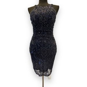 Holiday Dress. Beaded. Thin straps with open back.